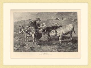 Sennerin Kühe Gemälde von Anton Braith HOLZSTICH II 606