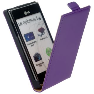 Leder Flip Style Tasche lila f LG Optimus L5 E610 Etui Leather Case