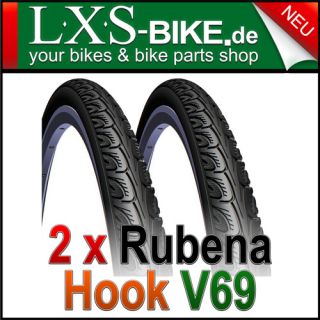 2x Rubena Hook V 69 28x1 3/8  37 622 Fahrrad Reifen schwarz Reflex