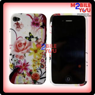 Apple Iphone 4 4G Schutzhülle Cover Case Hülle Blumenmuster