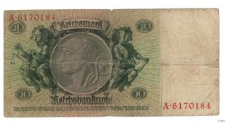 50 Reichsmark RM Mark Reichsbanknote 30.3.1933 H / A 6170184 IV