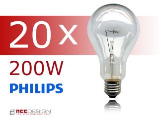 20 x Philips Glühbirne 200W klar E27 Glühlampen Glühbirne