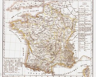 Antiquarische alte Landkarte FRANKREICH Ancienne Carte de la France