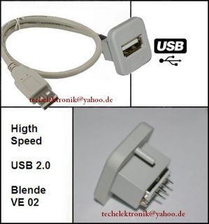 USB Einbaubuchse für KFZ Boot Audi BMW VW OPEL 5METER Kabel USB im