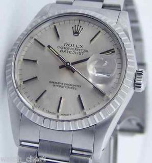 Rolex Men Datejust SS 16030 Silver Dial Oyster Band 36mm Watch Chest