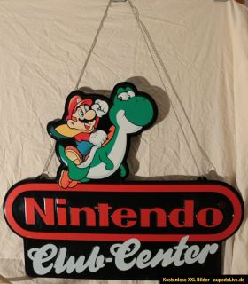 Nintendo Club Center Werbeschild mit Mario & Yoshi 90er Jahre SNES TOP