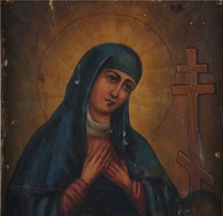 Alte Original handgemalte Russische Ikone ICON Gottesmutter Maria