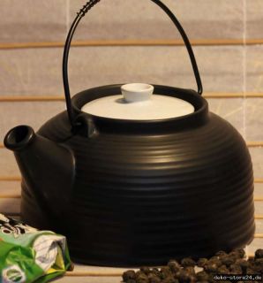 Design Teekanne schwarz mit Teesieb 1,2 Liter Tee Kanne