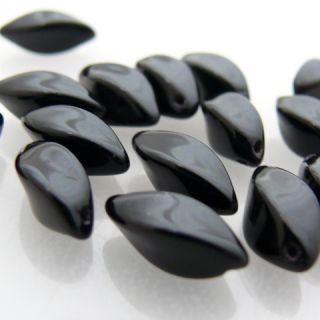 30 schwarze Perlen Glasperlen Tropfen schwarz 11mm  729
