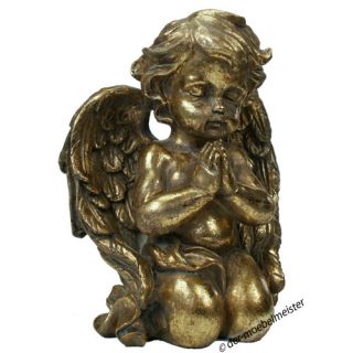Barock Engel Skulptur Figur Putte Gold Deko Flügel betend Schutzengel