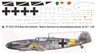 48 Decals für eine Me 109 G Major Erich Hartmann 735