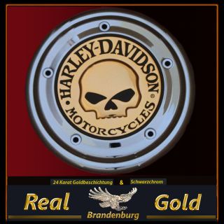 Harley Davidson Skull Luftfilter Zierblende Emblem 24 Karat Gold