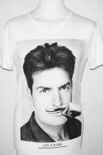 Org. Eleven Paris Mustache Shirt Charlie Sheen  Männer  Weiß  Neu