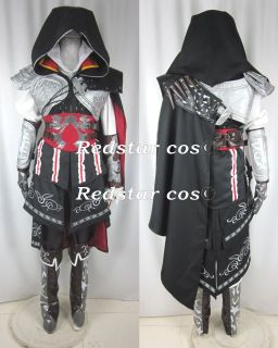 Assassins Creed II 2 Ezio Cosplay Black Costume   Custom made in Any