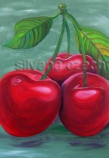 rote Kirschen Obst Original Gemälde in XXL von S.Czech