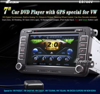 ES786EN 7 HD Touch Screen Car DVD Player GPS Sat Nav PiP iPod VW