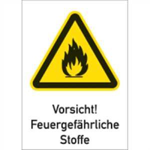 Aufkleber Vorsicht Feuergefährliche Stoffe 18,5 x 13,1cm Folie