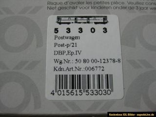 PIKO 53303 Postwagen Post p/21 DBP Epoche IV, Neu u. OVP, unbespielt