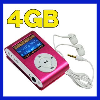 Rosa 4GB Clip LED Display Mini  Player FM Radio Mit Boxen Pink