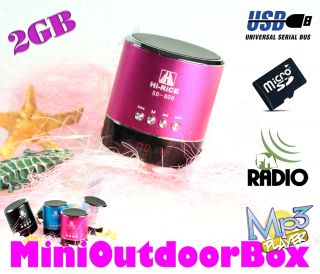 Kar@Kas * Mini OutdoorBox Hi Rice SD 808 in PINK+ 2GB VW USB Stick