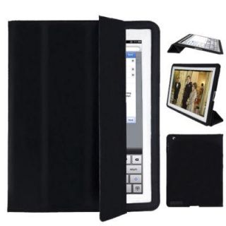 Ipad 2 Black PU Leather Smart Cover/Flip Case (Front and Back Cover