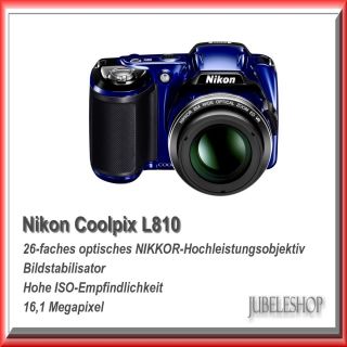 Nikon COOLPIX L810 16.1 MP Digitalkamera   Blau   26x opt. Zoom