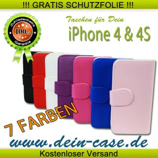 iPhone 4 4S Leder Tasche Case Cover Etui Schutz Huelle Schale Bumper
