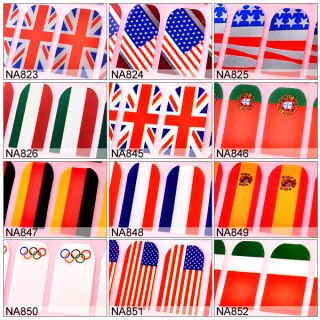 2012 OLYMPICS Fever Nail art National Flag decals stickers Wraps/Foils