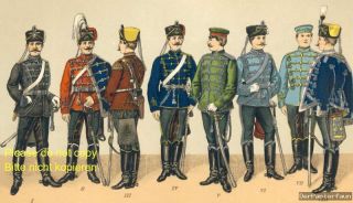 Königreich Preussen Husaren Uniform Druck von 1892 Wachtmeister