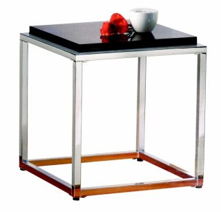 Livarno Design Beistell Tisch Chrom/schwarz hochglanz
