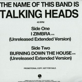 Talking Heads   I Zimbra / Burning Down The House (Disco Re Edits) 12