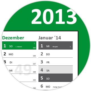 XL Wandkalender   Wandplaner 2013 grün im großen DIN A1 Format