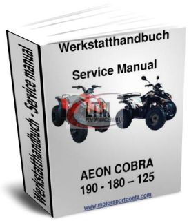 Werkstatthandbuch, Reparaturanleitung Aeon Cobra RS 180   125 Quad ATV