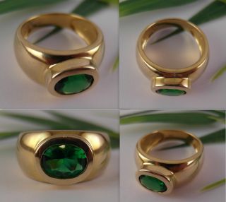 Ring 333er Gold mit grünem Farbstein / Gr. 56 / 5,3g / guter Zustand