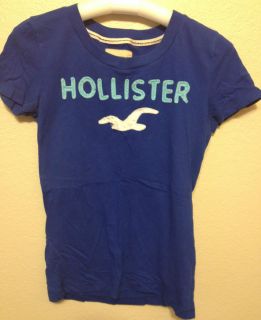 HOLLISTER LOGO T SHIRT JUNIORS SMALL WOMENS FITTED TOP CASUAL BLOUSE