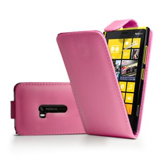 Rosa Flip Ledertasche II fur Nokia 920 Lumia 920 + Schutzfolie