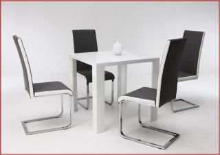 Stuhl Schwarz Weiß Lederstuhl Schwingstuhl Freischwinger Kunstleder