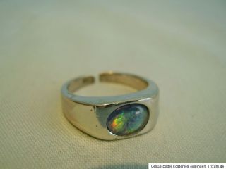 Wundervoller Opalring Bandring Silber 835 mit Opal Handarbeit um 1930