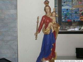 Heiligenfigur Madonna mit Kind Original handgeschnitzt 107 cm Farbig