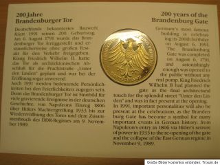 Numisbrief  200 Jahre Brandenburger Tor  mit großer Medaille