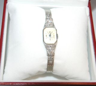 ART DECO Weißgold DIAMANT UHR 0,40 ct Diamanten watch