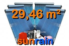 SunRain Solar Solaranlage 180 Vakuumröhren Heatpipe Kollektor 30 m²