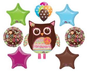 HIPPIE OWL birthday party supplies decorations stars peace LOVE tween