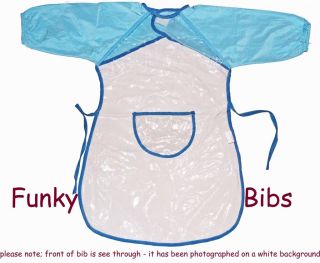 We also sell designer bibs or our long sleeved bibs, messy bibs and my