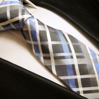 Blaue Schottenmuster Krawatte 100% Seide by Paul Malone 991