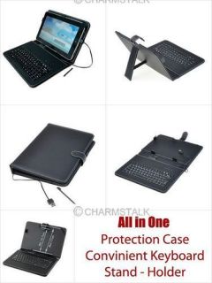 10 Zoll Leder Tablet PC Tasche mit USB Tastatur Keyboard