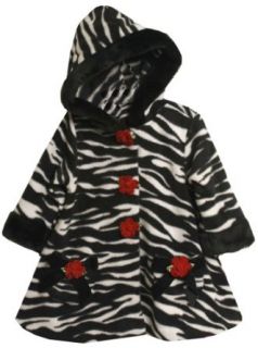 Bonnie Jean Girls 2 6x Zebra Print Fleece Coat Set, Black