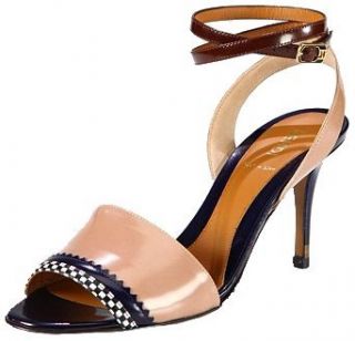 Calfskin Ankle Wrap Slingback Sandals   Camel/Multi   38.5 Shoes