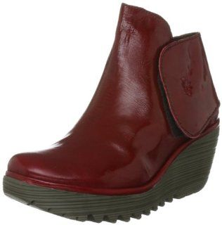 Fly london Yogi Red Patent Leather New Womens Wedge Shoes Boots Shoes