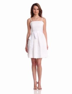 Isaac Mizrahi Womens White Eyelet Short Dress with